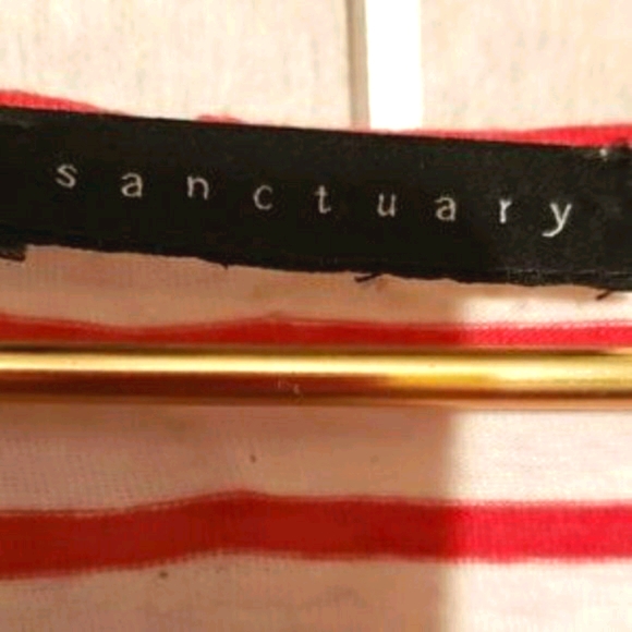 SANCTUARY LINEN/RAYON RED/WHITE STRIPED TOP SZ M - Picture 5 of 8